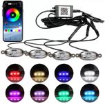 4PCS 12 Led RGB Car Grille Light (3 Months Warranty) APP Control Warning Light Universal Car Fancy Lights (Multicolor)