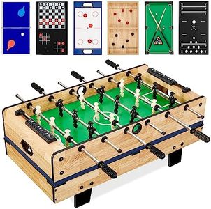 Best Choice Products 11-in-1 Kids Combo Game Table Set w/Ping Pong, Foosball, Air Hockey, Shuffleboard, Bowling, 5 Accessory Bags - Light Wood