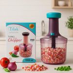 MYLOFIT Manual Hand Press Push Chopper with 4 Blades for Effortless Chopping Vegetables & Fruits Chopper Mixer Cutter to Cut Onion, Salad, Tomato, Potato (Multi,900 ML)