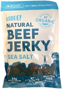 KOOEE! All Natural Beef Jerky, Sea Salt Flavor - High-Protein, Gluten-Free Snack, 100% Australian Organic Grass-Fed Beef, 200g