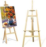 Artist Easel, Wooden A-Frame Easel Stand, Studio Easel 1.5M Adjustable Drawing Painting Holder, Canvas Stand Portable Easel Art Stand for Painting Sketch Wedding Display Exhibition, Easy to Assemble