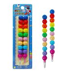 PARTEET Cute Smiley Stacking Pencils & Crayons 2In1 Kit For Kids, Smiley Theme Gift For Girls, Return Gifts Age 6-8 Years, Smiley Pencil, Stacking Pencil - Plastic, Modern, Orange