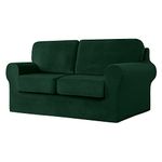 SYLC Sofa Cover with Separate Seat Cushions and Backrests Stretch Velvet Sofa Slipcover Couch Covers Furniture Protector Split Combined (Dark green,Large 3-Seat Set 5 PCS)