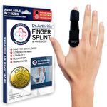 Doctor Developed Finger Splint & Handbook - Trigger Finger, Arthritis, RSI - Fits Ring, Index, Pinky & Middle - 2 sizes (Black, L/XL, Single)