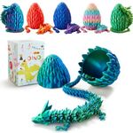 Dragon Egg,15in Crystal Dragon,Surprise Egg,Articulated Dragon,3D Printed Gift Toy,Fidget Toys for Autism/ADHD, Executive Desk Toys,Home Office Decor (Blue Green)