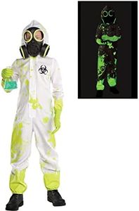 Amscan Glow In The Dark Hazmat Costume Kit- Medium (8-10) | White and Neon Green- Pack of 1