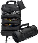 Fsiomo Tool Roll, Heavy Duty Tools Organizer,roll up tool bag with 6 Zipper Pouches (Black)