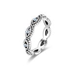 NARMO Evil Eye Rings for Women 925 Sterling Silver Ring Stackable Finger Ring Turkish Blue Eye Lucky Jewelry Gifts Size 8