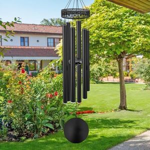 ASTARIN 48'' Wind Chimes for Outside Deep Tone - Large Windchimes with 6 Heavy Tubes, Outdoor Memorial Chimes Outdoor for Garden Hanging Décor,Sympathy Gifts，Black