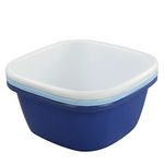 Qqbine 16 Quart Square Plastic Dishpan, Plastic Wash Basin, Deep Blue Light Blue White, 3 Packs