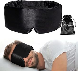 iCooBreeze 100% Natural Silk Eye Mask for Women Men, Soft Pressureless Cooling Blackout Eye Covers for Sleeping, Large Size Sleep Mask fits All Heads Adjustable, 1PC, Black