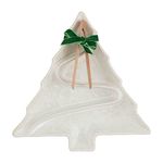 Mud Pie White Christmas Tree Divided Server, server 10" x 10" | tongs 4 1/4"