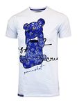 SCREENSHOT-1202-SS-1 Mens Hipster Hip-Hop Premium Stylish Longline Urban High Density Gel Tee, S11122-white/Royal, Large