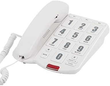 Uvital Big Button Telephone with Loud volume, Landline Phone Support Adjustable Volume and One-Touch Speed Dials, Multifunctional Corded Telephone for Seniors, Home and Front Desk(White)