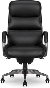 La-Z-Boy Aberdeen Ergonomic Executive Office Chair, Bonded Leather, Swivel, Reclines, Adjustable Arms, Lumbar Support, Black