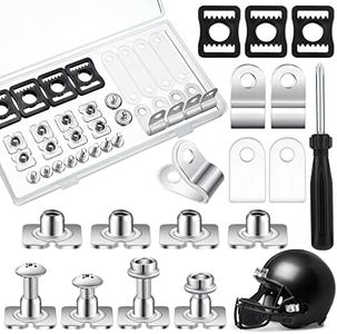 26 Pcs Football Helmet Repair Kit Football Helmet Hardware Kit Include Chin Strap Screwdriver R Shape Football Visor Clips Screws with Nuts Rubber Gaskets Helmet Buckles for Hockey Baseball Sports