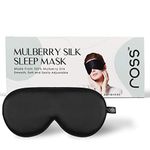 Ross 100% Mulberry Silk Sleep Mask Eye Mask, Super Smooth for Blind Fold (Black)