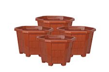 Halsey Plastic Flower Pots, Brown, Large, Pack Of 4 - 4.72 X 2.36 Inch