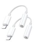 Lightning to 3.5mm Jack iPhone Headphone Adapter [Apple MFi Certified] 2Pack iPhone Aux Audio Dongle Cable Headset Converter Compatible with iPhone 14/14 Pro Max/13/13 Pro/12/12 Pro/11/XR/XS/X/8/7