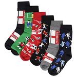 Its Coming Home Mens Design Socks - 6 Pack - Novelty England Football Designs - Cotton Rich Assorted Colours - UK Shoe Size 6-11