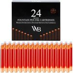 Wordsworth & Black 24 Pack Fountain Pen Ink Refills - Set of 24 Orange Ink Cartridges - International Standard Size - Length APPR 1.5" - Base Diameter APPR 0.24" - Disposable and Generic