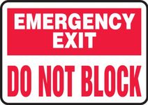 Accuform "Emergency Exit - Do Not Block" Safety Sign, Plastic, 10 x 14 Inches (MEXT900VP)