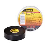 3M Scotch Super 33+ Electrical Tape, Vinyl, 19 mm x 20 m, Black, Professional Grade, 600V, 1 Roll