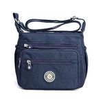 Gelory Multi-Pocket Casual Cross Body Bag for Women, Nylon Waterproof Adjustable Strap Travel Messenger Bags Shoulder Bags and Purses (Blue)