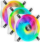 Corsair CO-9050104-WW iCUE QL120 RGB, 120 mm RGB LED PWM Fans (102 Individually Addressable RGB LEDs, Speeds Up to 1,500 RPM, Low-Noise) Triple Pack with iCUE Lighting Node CORE Included - White