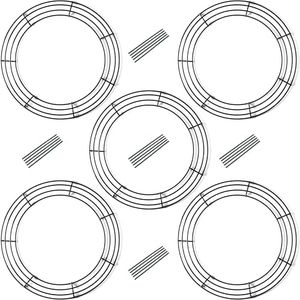 Upstout Pack of 5 Wire Wreath Frame (14 Inch) with 25 Twist Ties – Round Metal Wreath Form for Crafts & Floral Decorations on Weddings Christmas Home Party Celebrations, Dark Green