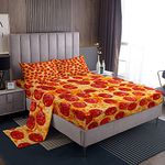 Feelyou Twin Bed Sheets Set for Kids Bedroom Decor Pizza Sheet Set Pepperoni Be Print Bedding Set Soft Lightweight Funny Delicious Pizza Theme Bed Cover with Flat Sheet, Fitted Sheet, Pillow Case