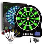 Turnart Electronic Dart Board,13 inch Illuminated Segments Light Based Games Electric Dartboard for Adults Tested Tough Segment for Enhanced Durability Professional with Scoring (Green)