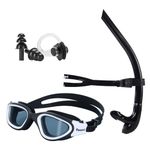 Focevi Swim Snorkel for Lap Swimming,Adult Swimmers Snorkeling Gear for Swimming Snorkel Training in Pool and Open Water,Center Comfortable Silicone Mouthpiece One-Way Purge Valve