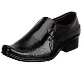 Shoe Island ® Premium Class Designer Brogues Jet Black Slip-On Patent Leatherette Party Formal Shoes, Size 9 UK/India