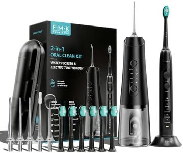 FUMEIKANG Water Flosser & Electric Toothbrush for Adults Oral Irrigator & Sonic Toothbrush 2-1 Oral Clean Kit (Black)