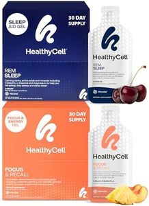 Healthycell REM Sleep + Focus & Recall Bundle - Adult Extra Strength Sleep Supplement + Nootropic Supplement - Maximum Absorption Liquid Supplements - 30 Gel Packs x 2