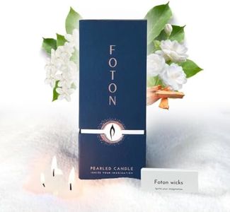 Foton Pearled Candle 18 Oz - Misty Monte Sandalwood Jasmine Scented Non Toxic Luxury Long Lasting Powder Candles up to 120 Hours - Refillable Candle Sand with 30 Wicks for Candle Making