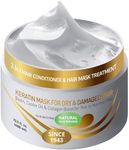 Vitamins Hair Mask Conditioner Keratin Treatment - Biotin Castor and Coconut Oil Deep Conditioning for Thin Fine Hair - Anti Frizz Moisturiser for Curly Straight Dry Damaged & Frizzy Locks