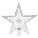 Glittered Christmas Tree Topper Silver Star Tree Topper Plastic Christmas Tree Star for Top of Christmas Tree Ornament Christmas Party Decorations 7.2 Inch