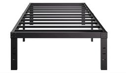 Bed Frame Twin Size Storage 18 inch Tall,Platform Metal BedFrame for Kids Boys Girls, Heavy Duty Slats Support,No Box Spring Needed, Easy Assembly, Noise Free, Black (Twin, 18in)