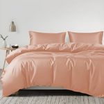 LINENWALAS 100% Organic Eucalyptus Tencel 3pc Duvet Cover Set With Zipper Closure and Corner Ties - Softest Cooling Luxury Bedding Perfect for Hair & Skin (King/Peach Fuzz)