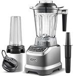 AMZCHEF Smoothie Blender for 2 Blend Ways - 1800W High Speed Countertop Blender with 3 Speed Control and 4 Preset Program - 1.85L Mixer Blender and 600ml Travel Bottle for Shakes, Ice Crushing - Grey