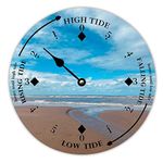 Wooden Tide Clock Sand and Cloud East Coast Atlantic Ocean Time Clock Wood Tidal Clock High and Low Tide Wall Hanging Art Tide Movement Clock for Beach House Cottage Novelty Gift for Dad