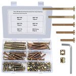 Aoyfuwell110 Pcs M6 Nuts and Bolts Kit, Barrel Bolts and Nuts, Hex Socket Head Cap Screws Bolts Nuts, Furniture Cot Bed Bolts Crib Screws for Crib Bunk Bed Furniture Cot, 1 Hex Key for Free