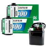 35mm Film Camera Bundle: includes 2 rolls of Fujifilm Fujicolor 400 Fuji Colour 35mm film and a Twin 35mm Film Tub