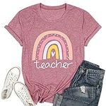 Rainbow Teacher T-Shirt Women Teach