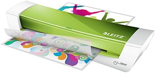 Leitz iLAM Home Office - Plastifieuse A4 pour la Maison, Préchauffage Rapide en 3Minutes, Pochettes de 75-125 Microns, Lot de Pochettes pour Plastifieuse A4 Inclus, Coloris vert, 73680054