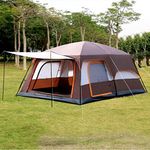 Nasmodo Polyester 3-12 Person Camping Tent For Adults Waterproof Outdoor Dome Camping Tent For Travel Picnic Hiking Trekking Portable Big Dome Tent Tent For Camping(S-330 X 210 X 185Cm, Brown)