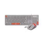 FINGERS Velvet Combo Rangeela Series Wired Deskset (Mouse + Keyboard) (Optical Technology, 12 Quick Soft-Touch Media Controls for Instant Access & Rupee Key) (Pearl Grey + Orange)