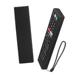 Protective Silicone Remote Case for Sony RMT-TX102U RMF-TX200U RMT-TX200U RMF-TX300U Smart Android TV Voice Remote Controller Washable Anti-Lost Remote Cover with Loop (Black)